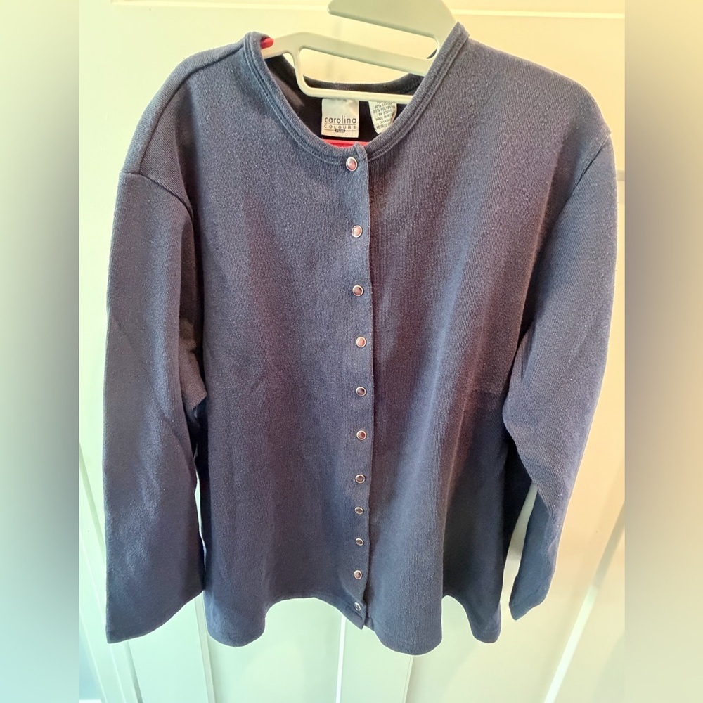 Carolina Colours Navy Snap Front Cardigan Sweater Women 18 20 Plus Size